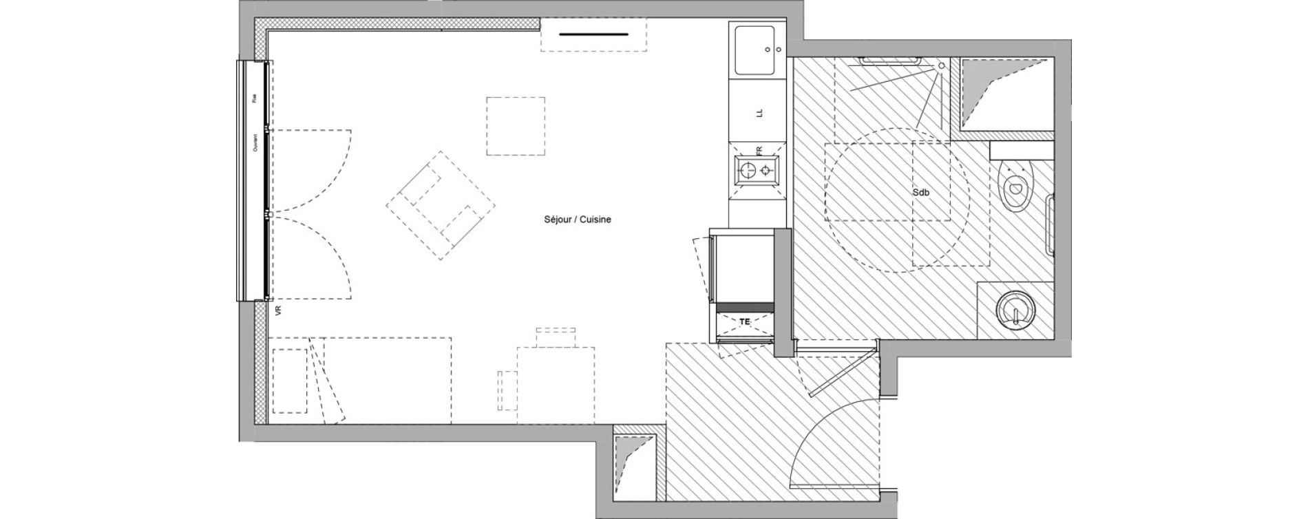 Appartement T1 meubl&eacute; de 30,83 m2 &agrave; Bourgoin-Jallieu Pr&eacute; pommier