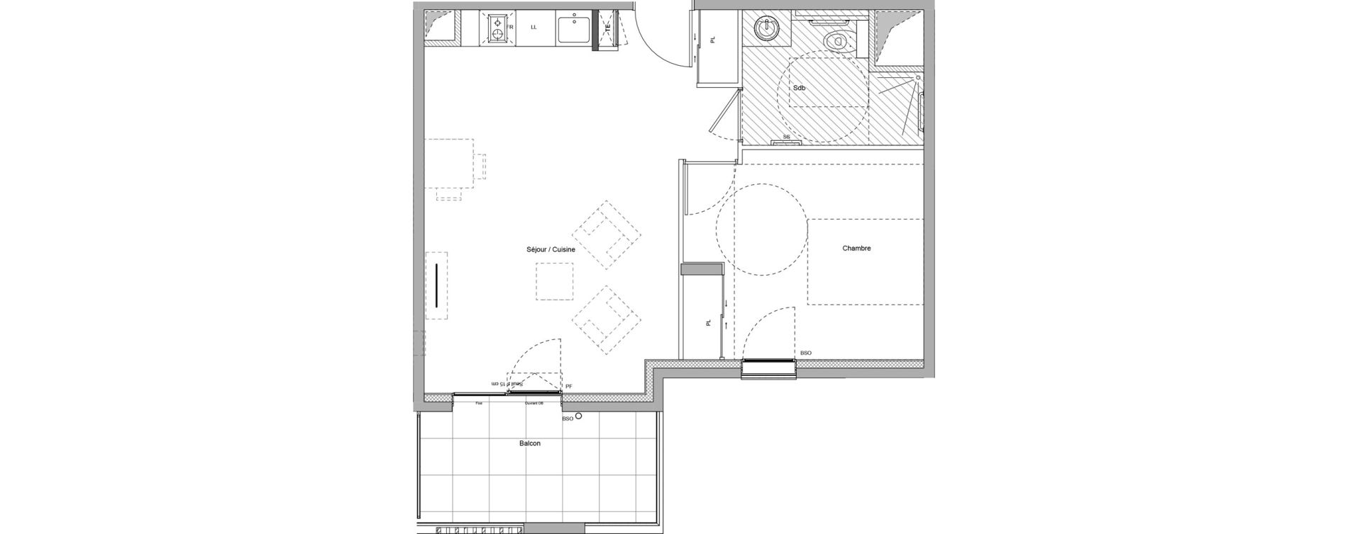 Appartement T2 meubl&eacute; de 46,20 m2 &agrave; Bourgoin-Jallieu Pr&eacute; pommier