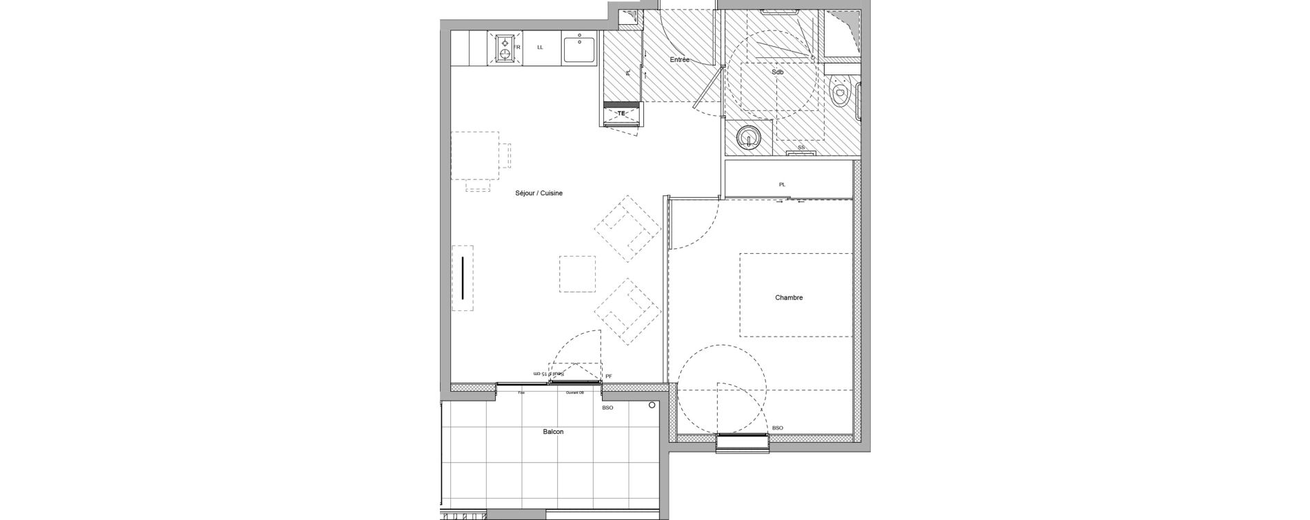 Appartement T2 meubl&eacute; de 42,56 m2 &agrave; Bourgoin-Jallieu Pr&eacute; pommier