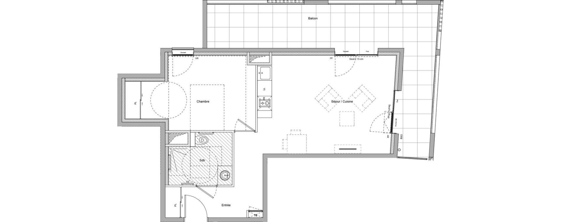 Appartement T2 meubl&eacute; de 49,49 m2 &agrave; Bourgoin-Jallieu Pr&eacute; pommier