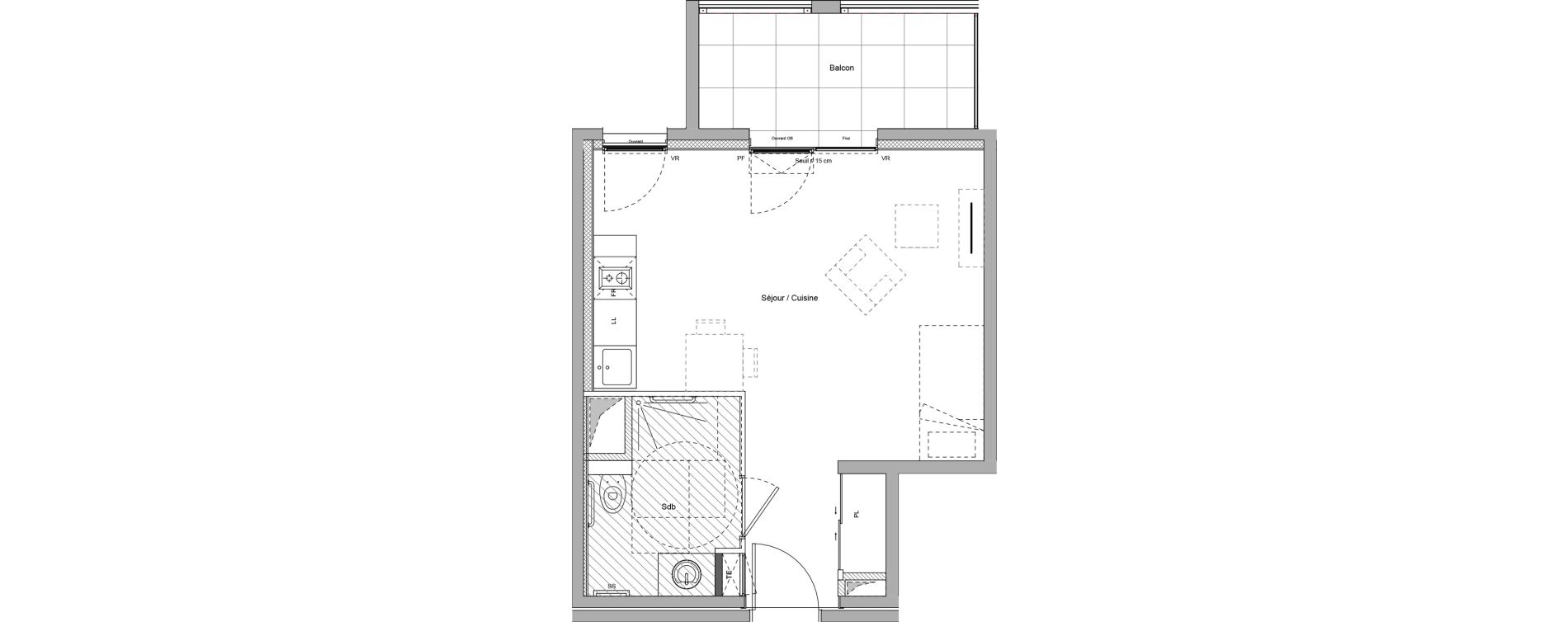 Appartement T1 meubl&eacute; de 30,43 m2 &agrave; Bourgoin-Jallieu Pr&eacute; pommier