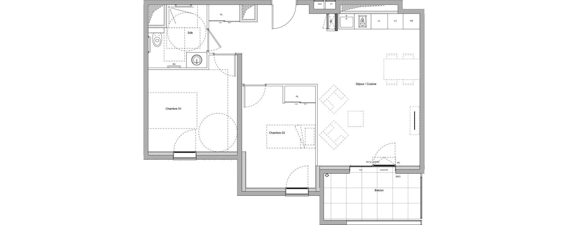 Appartement T3 meubl&eacute; de 62,19 m2 &agrave; Bourgoin-Jallieu Pr&eacute; pommier