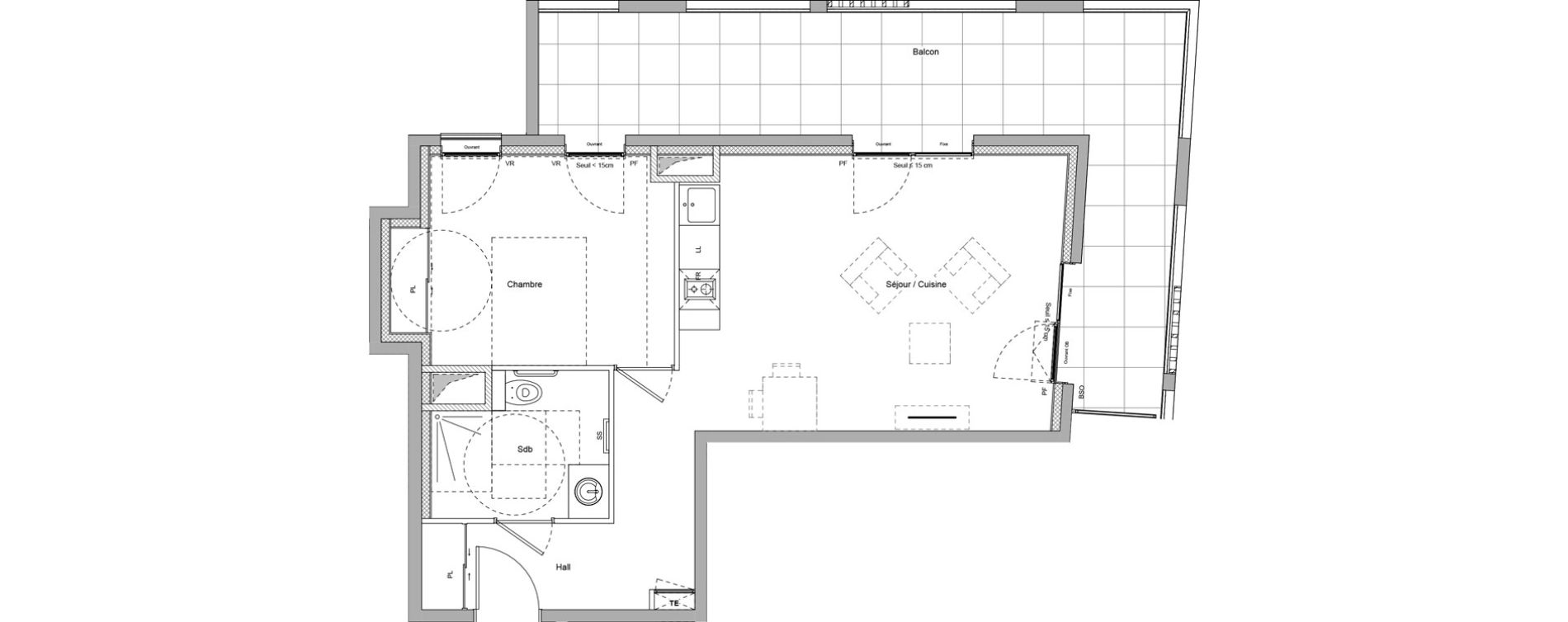 Appartement T2 meubl&eacute; de 47,63 m2 &agrave; Bourgoin-Jallieu Pr&eacute; pommier