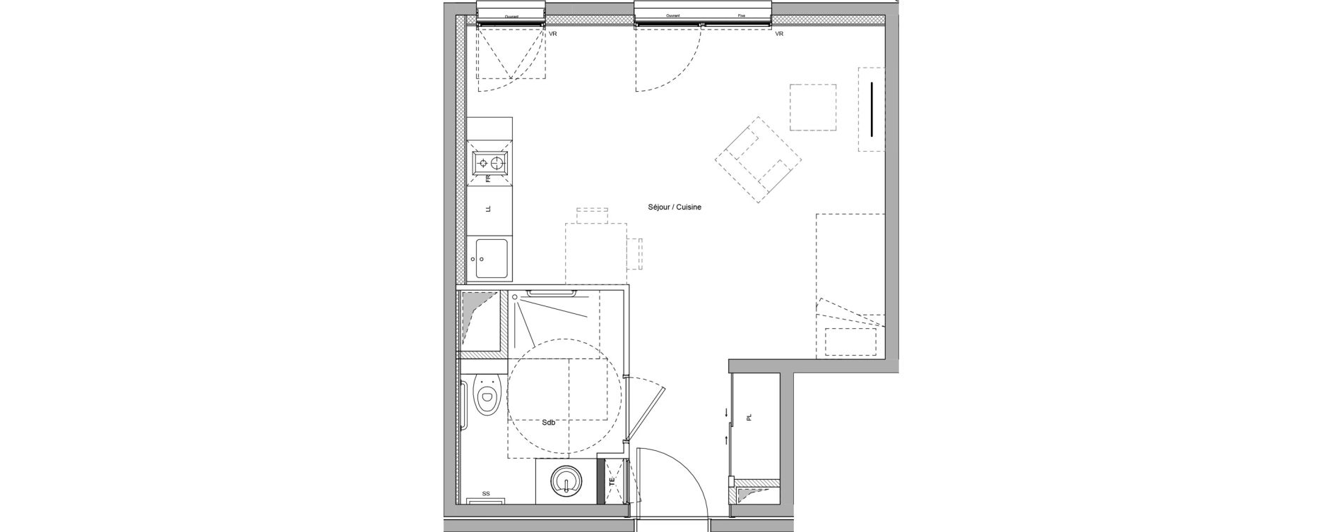 Appartement T1 meubl&eacute; de 30,43 m2 &agrave; Bourgoin-Jallieu Pr&eacute; pommier