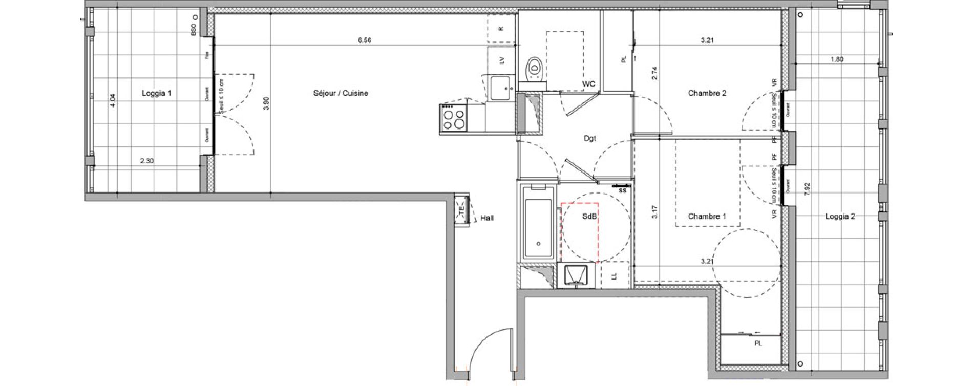 Appartement T3 de 65,51 m2 &agrave; Bourgoin-Jallieu Pr&eacute; pommier