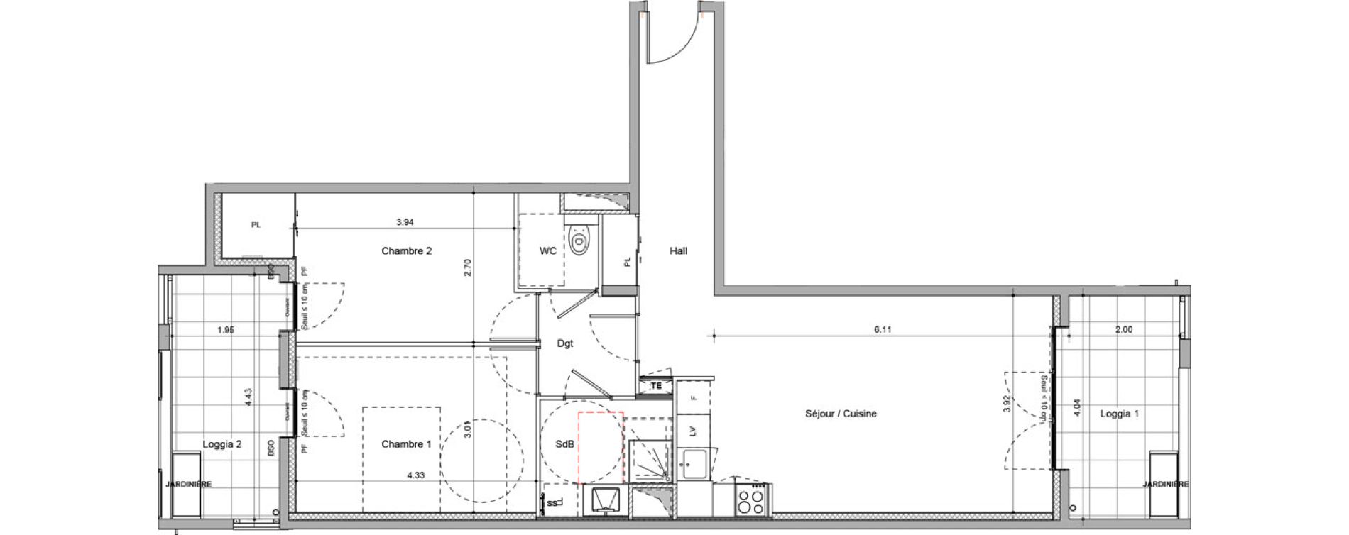 Appartement T3 de 71,02 m2 &agrave; Bourgoin-Jallieu Pr&eacute; pommier