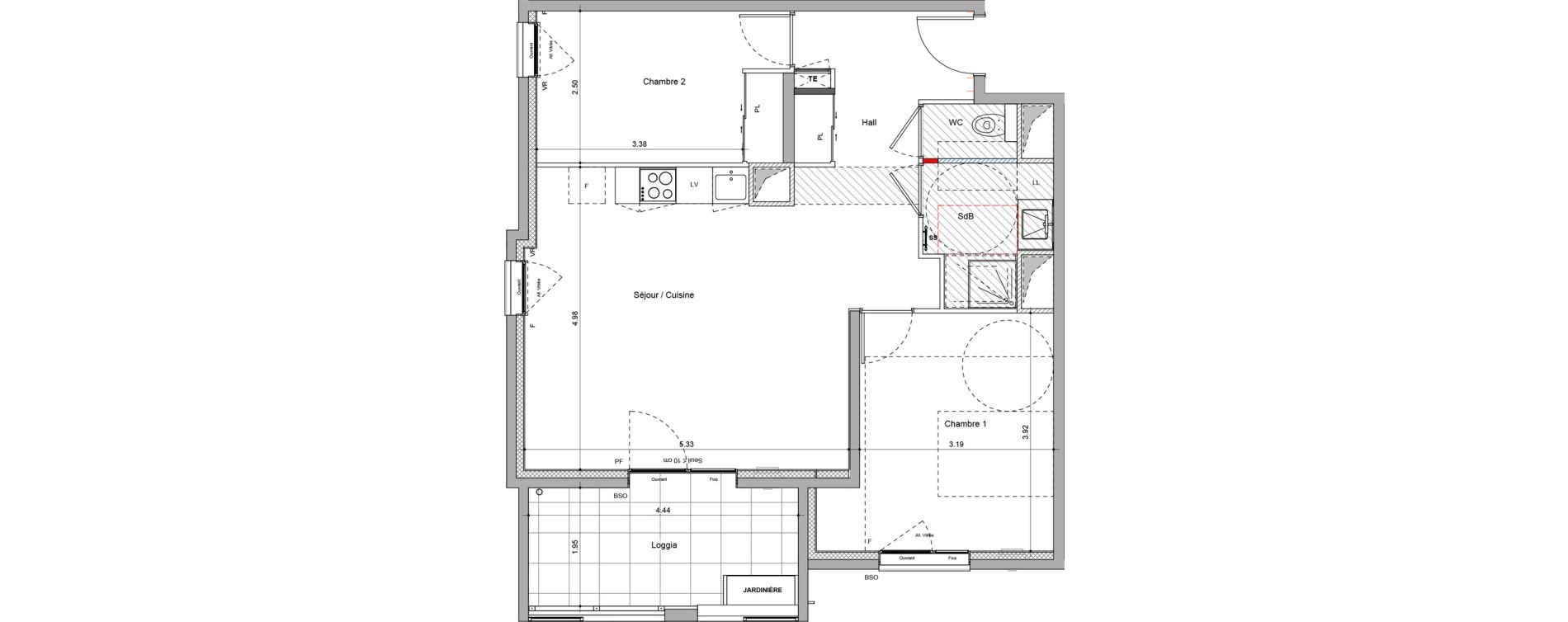 Appartement T3 de 64,16 m2 &agrave; Bourgoin-Jallieu Pr&eacute; pommier