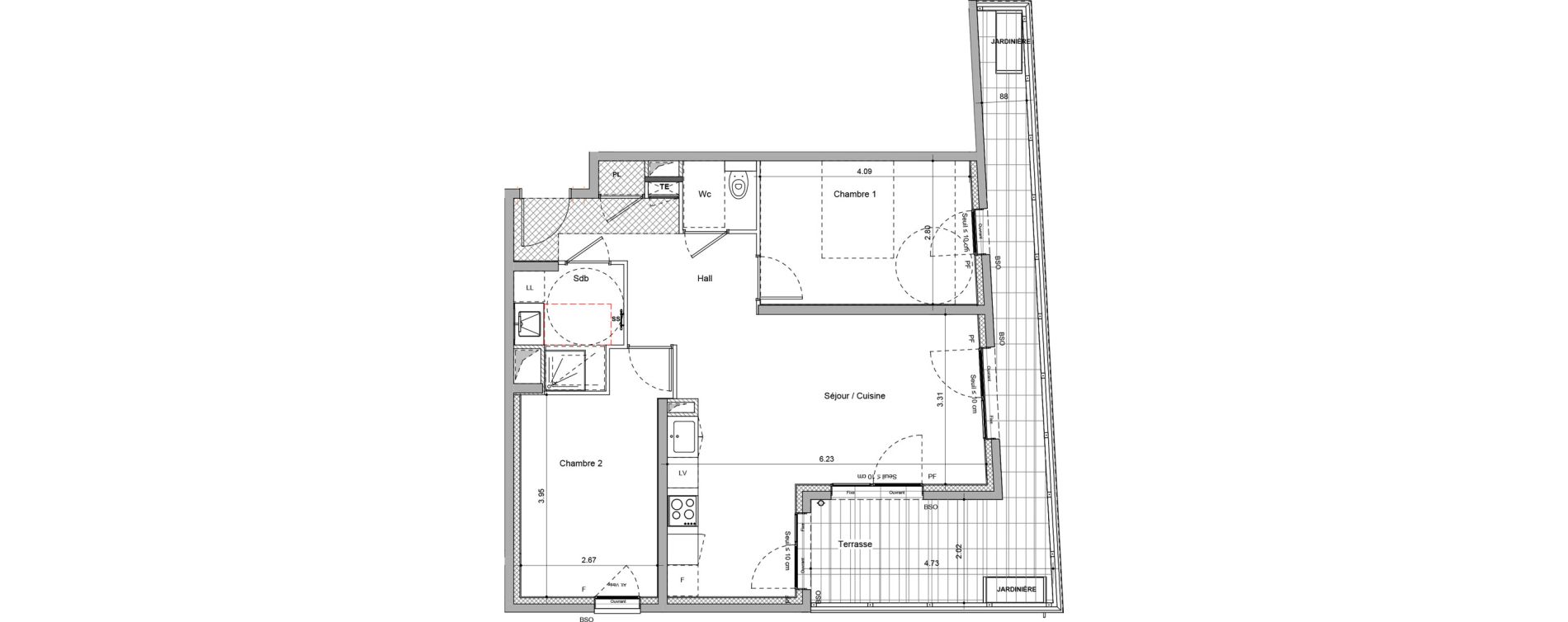 Appartement T3 de 63,60 m2 &agrave; Bourgoin-Jallieu Pr&eacute; pommier
