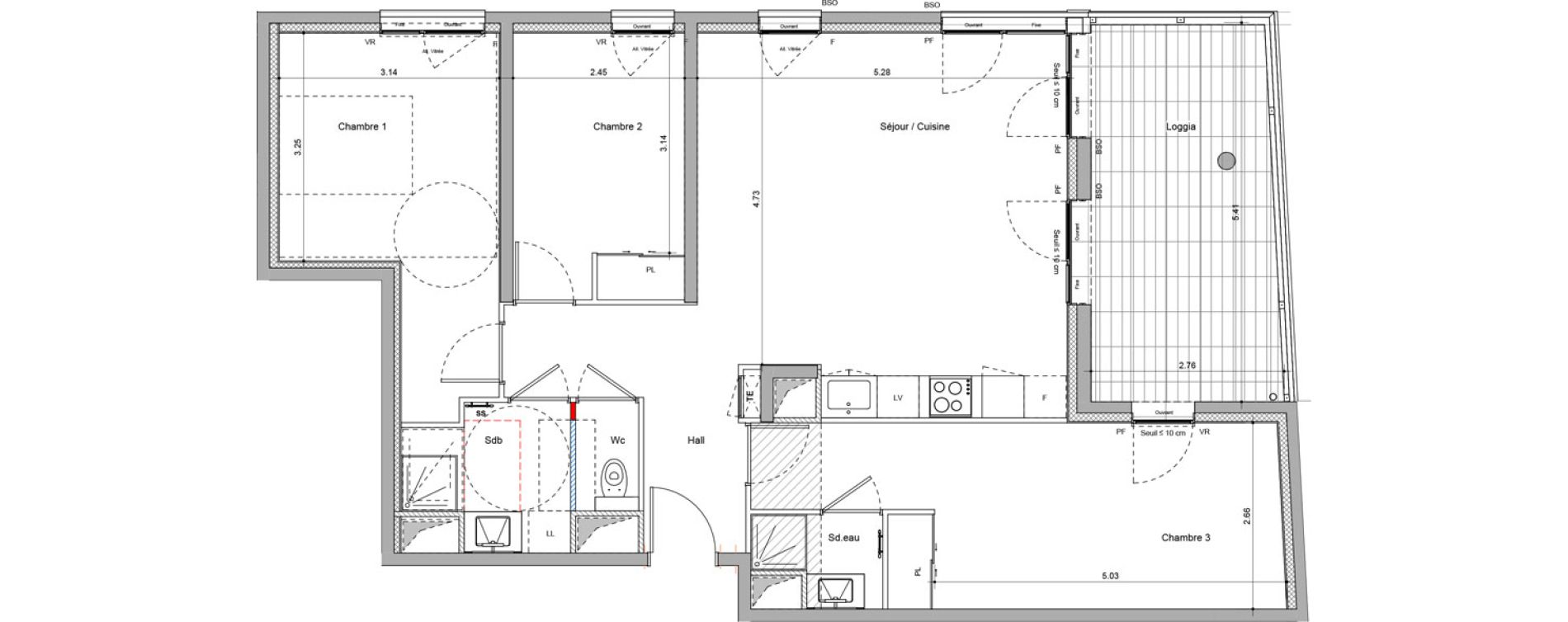 Appartement T4 de 82,51 m2 &agrave; Bourgoin-Jallieu Pr&eacute; pommier