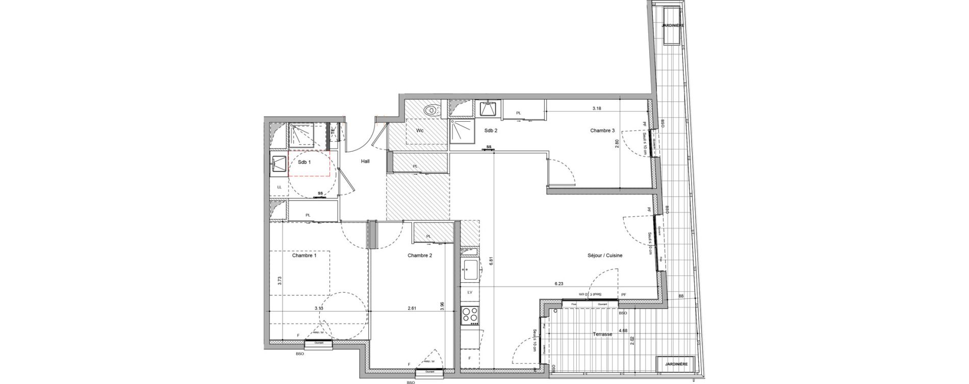 Appartement T4 de 83,53 m2 &agrave; Bourgoin-Jallieu Pr&eacute; pommier