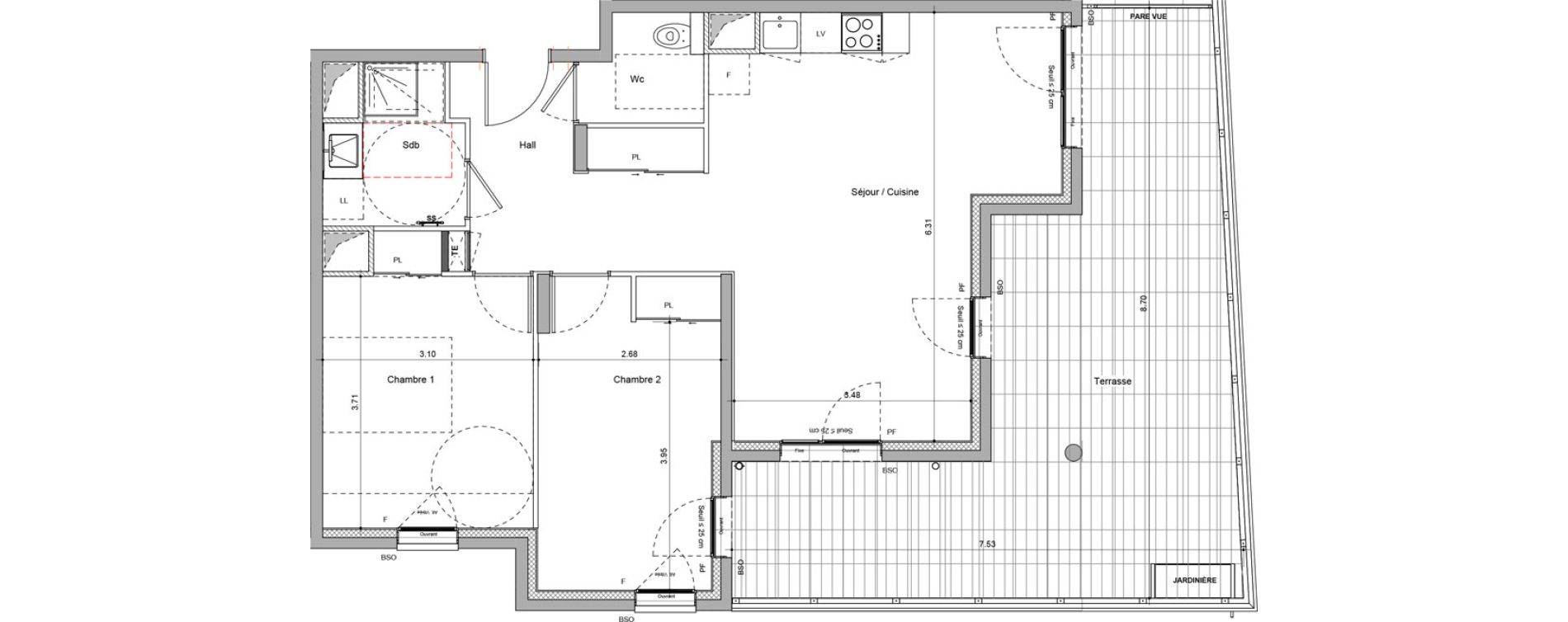 Appartement T3 de 66,62 m2 &agrave; Bourgoin-Jallieu Pr&eacute; pommier