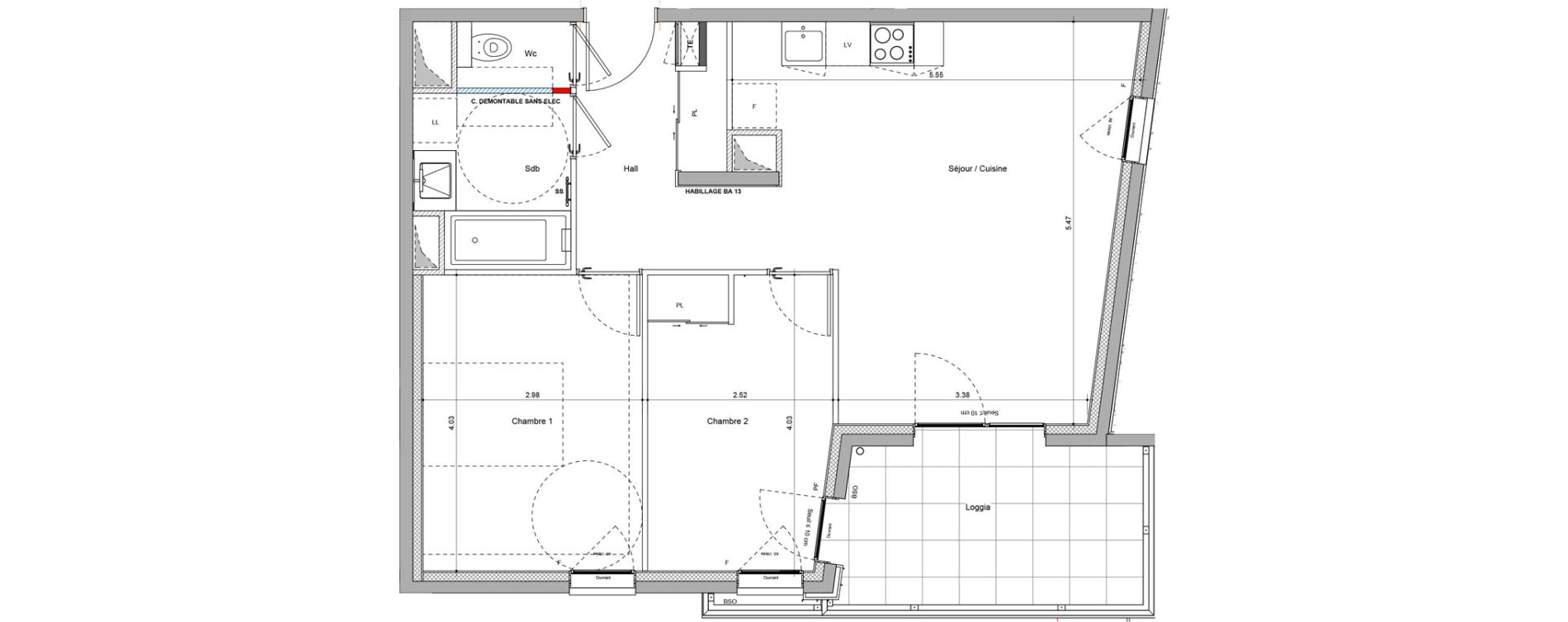 Appartement T3 de 59,64 m2 &agrave; Bourgoin-Jallieu Pr&eacute; pommier