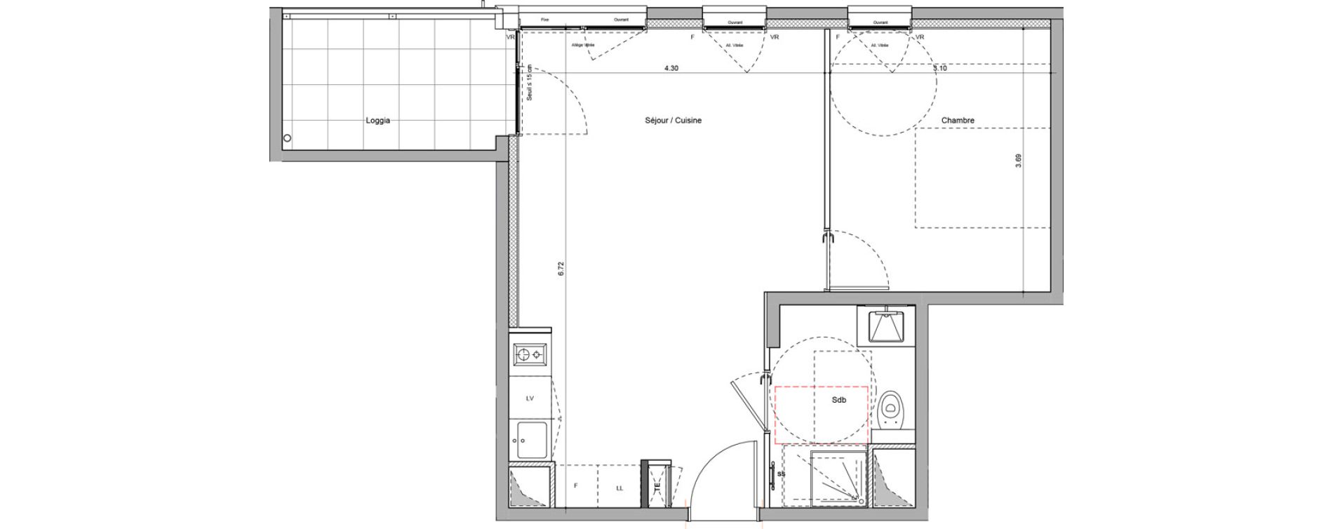 Appartement T2 de 42,51 m2 &agrave; Bourgoin-Jallieu Pr&eacute; pommier