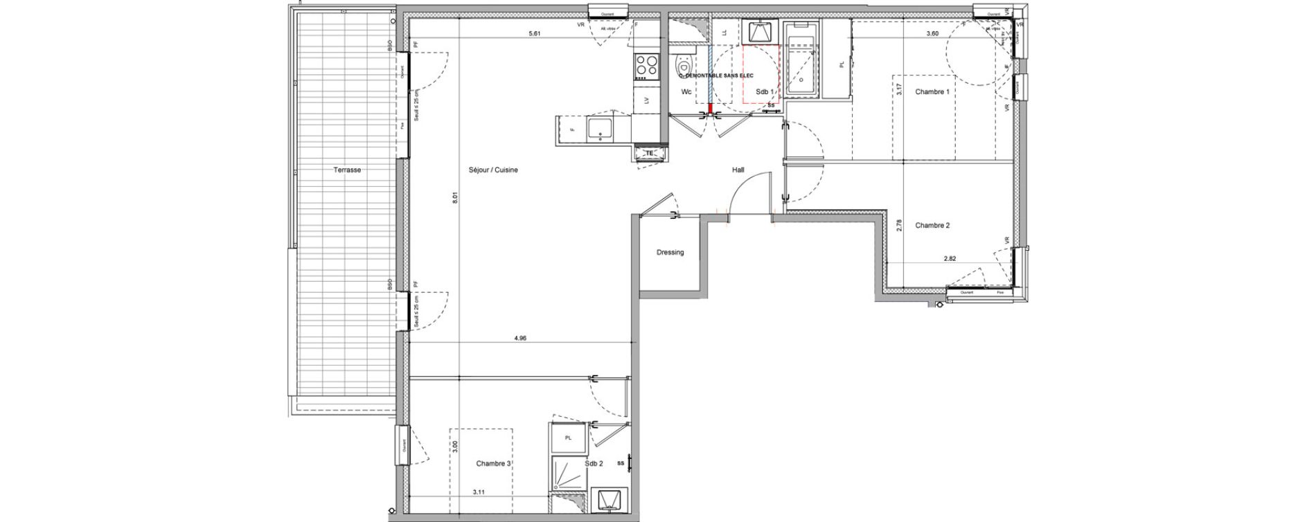 Appartement T4 de 95,26 m2 &agrave; Bourgoin-Jallieu Pr&eacute; pommier