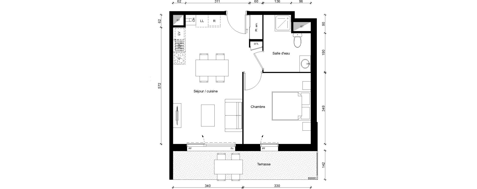 Appartement T2 de 40,81 m2 &agrave; Bourgoin-Jallieu Centre