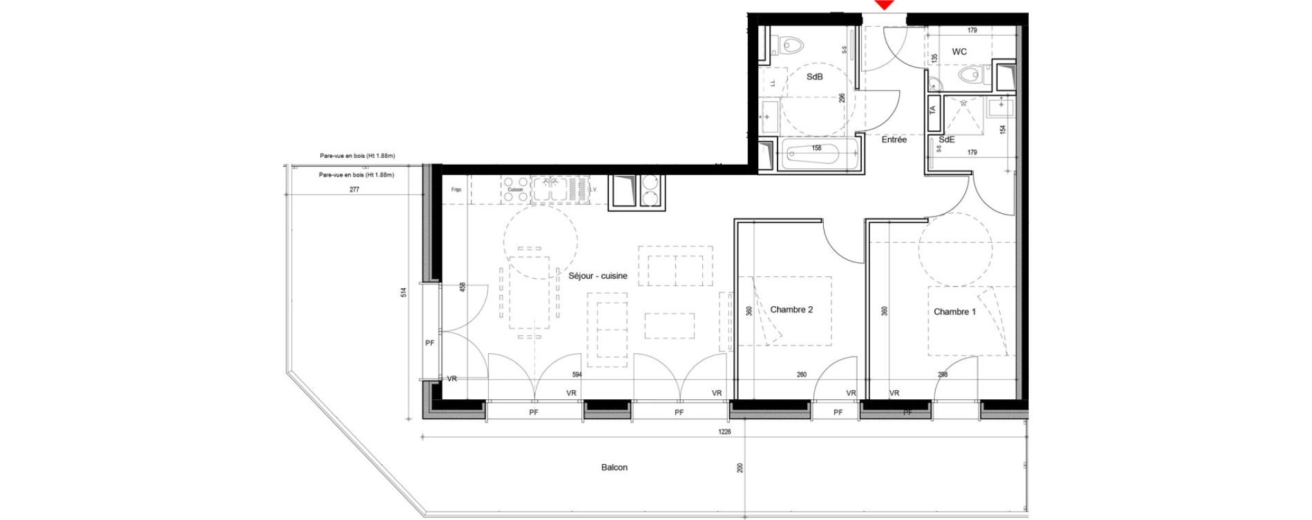 Appartement T3 de 65,64 m2 &agrave; Chamrousse Centre