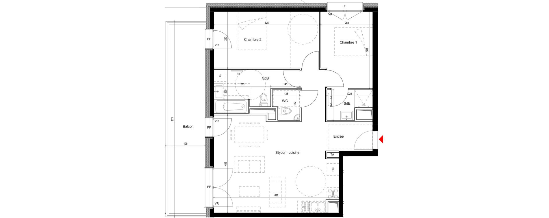 Appartement T3 de 70,09 m2 &agrave; Chamrousse Centre