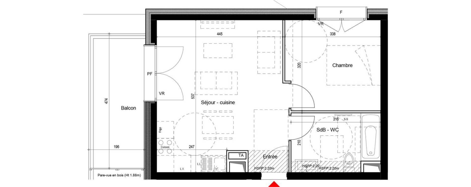 Appartement T2 de 41,19 m2 &agrave; Chamrousse Centre