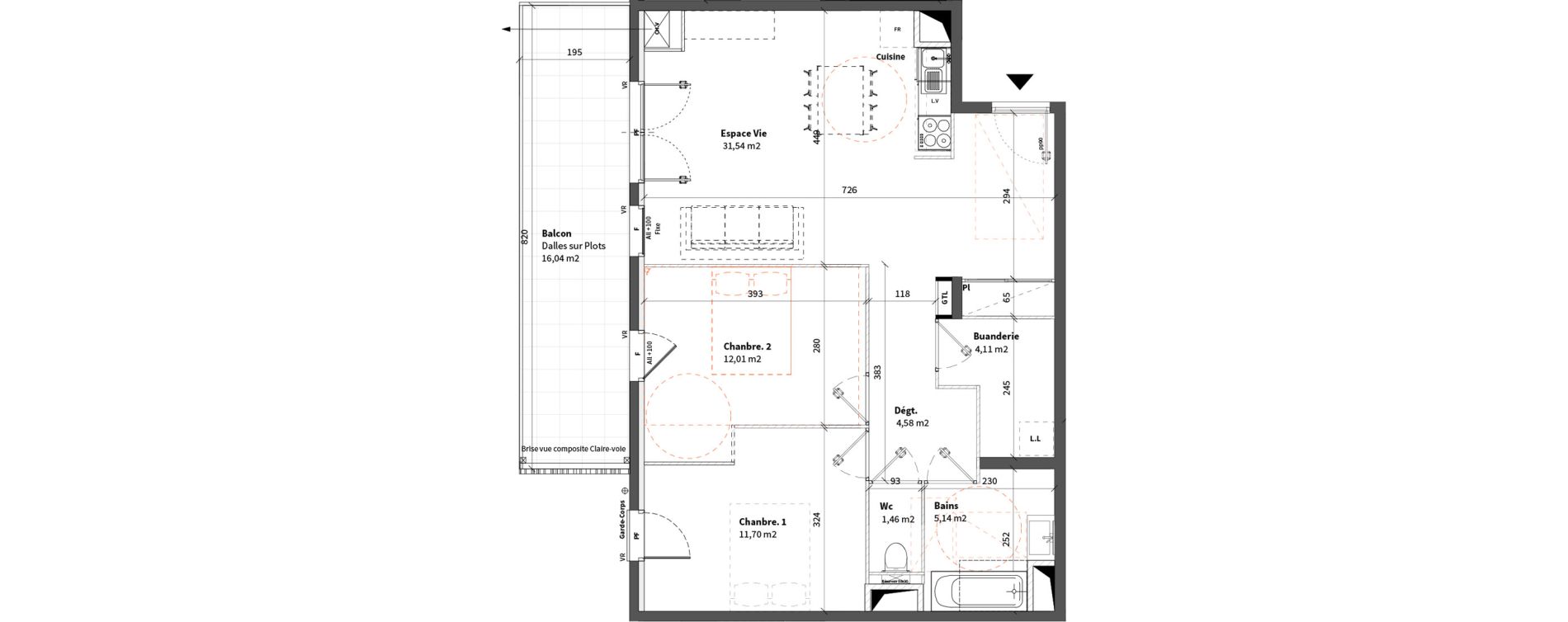 Appartement T3 de 70,54 m2 &agrave; Chapareillan Centre