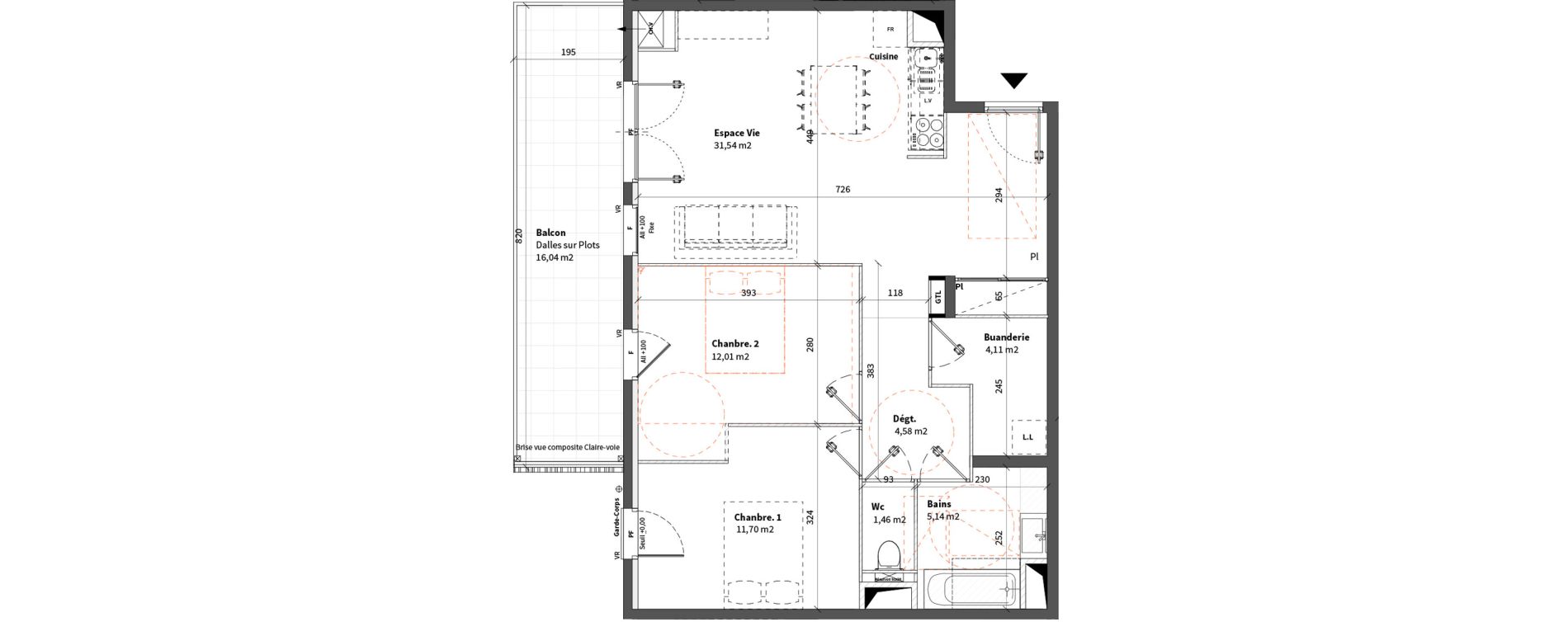Appartement T3 de 70,54 m2 &agrave; Chapareillan Centre