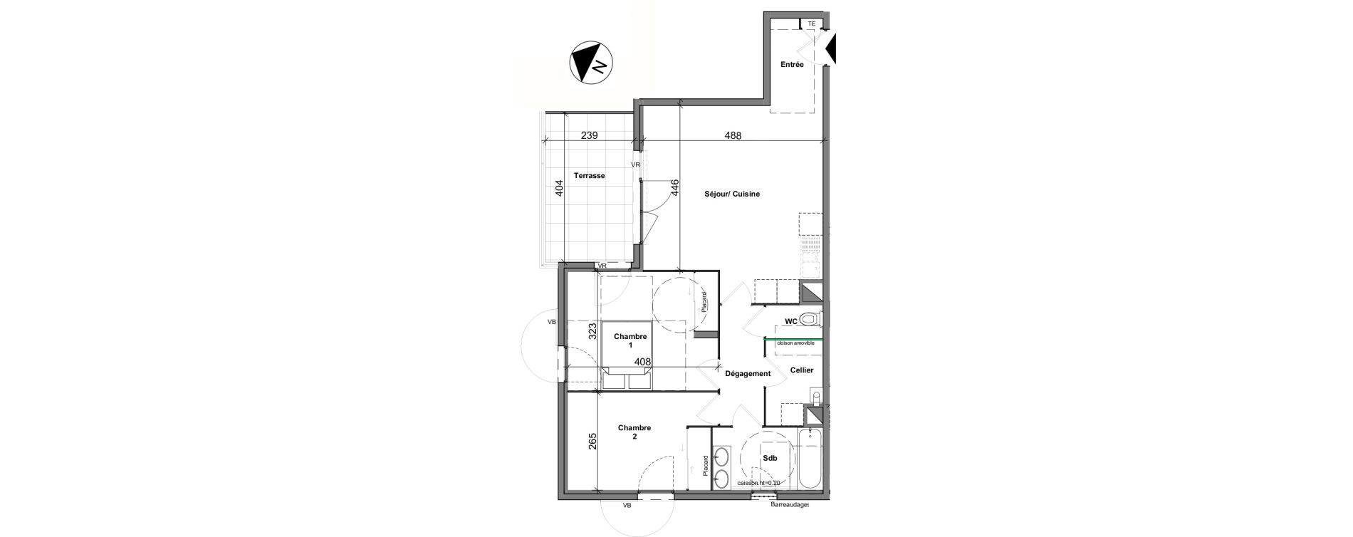 Appartement T3 de 63,99 m2 &agrave; Chasse-Sur-Rh&ocirc;ne Centre