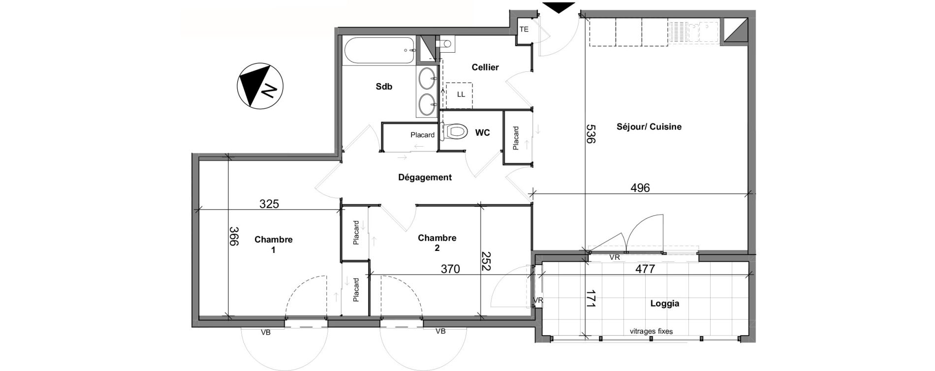 Appartement T3 de 64,73 m2 &agrave; Chasse-Sur-Rh&ocirc;ne Centre