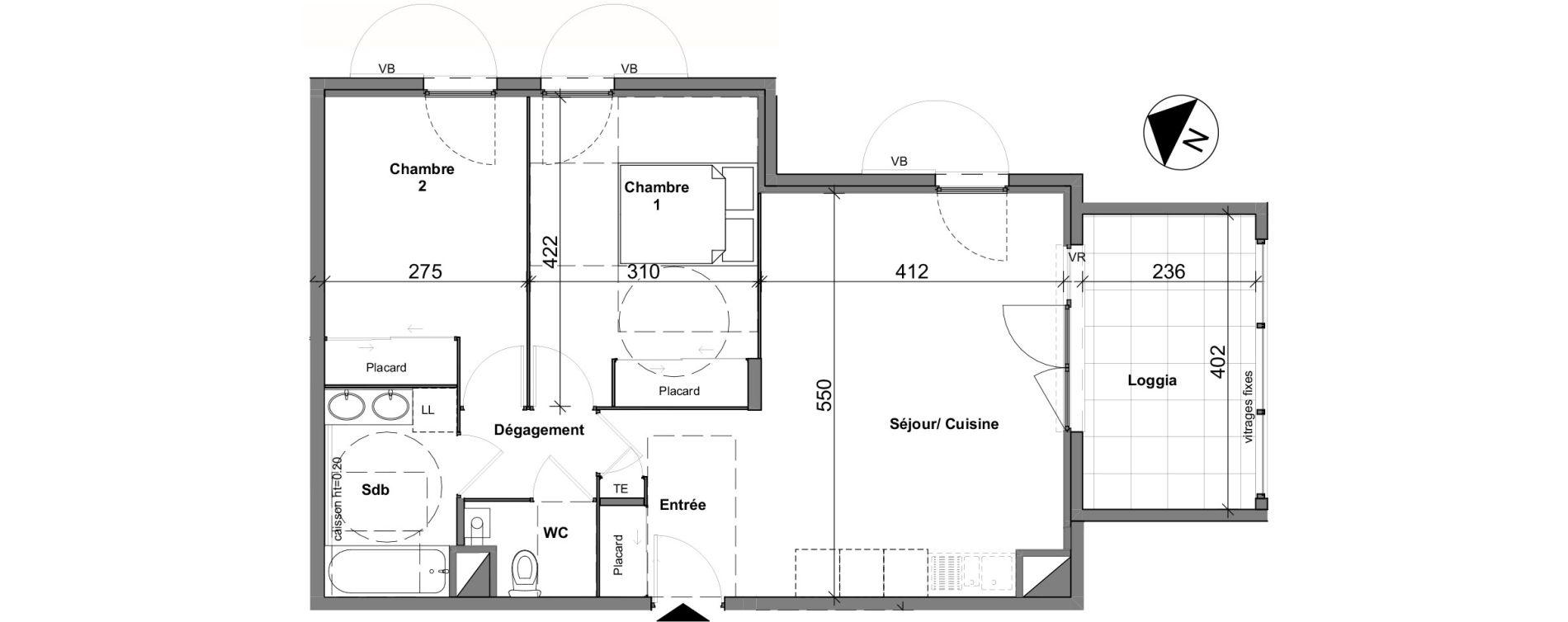 Appartement T3 de 60,66 m2 &agrave; Chasse-Sur-Rh&ocirc;ne Centre