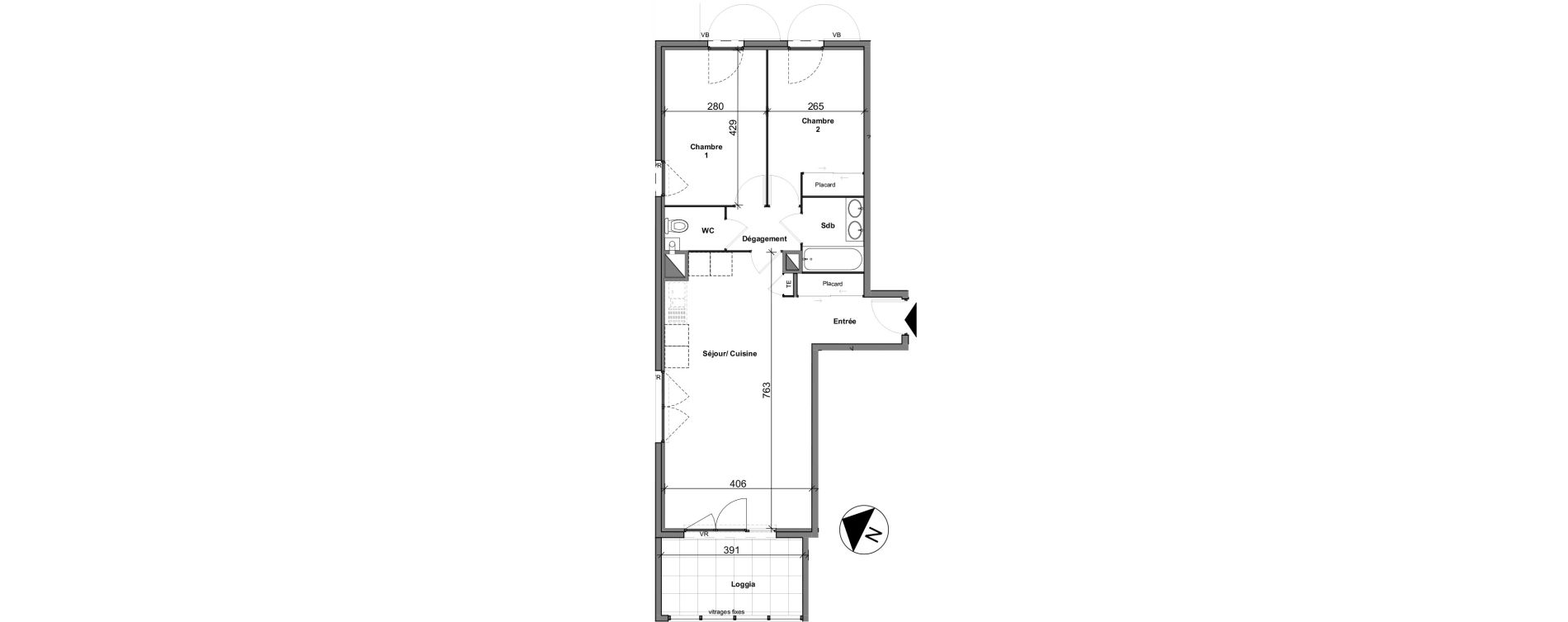 Appartement T3 de 64,65 m2 &agrave; Chasse-Sur-Rh&ocirc;ne Centre