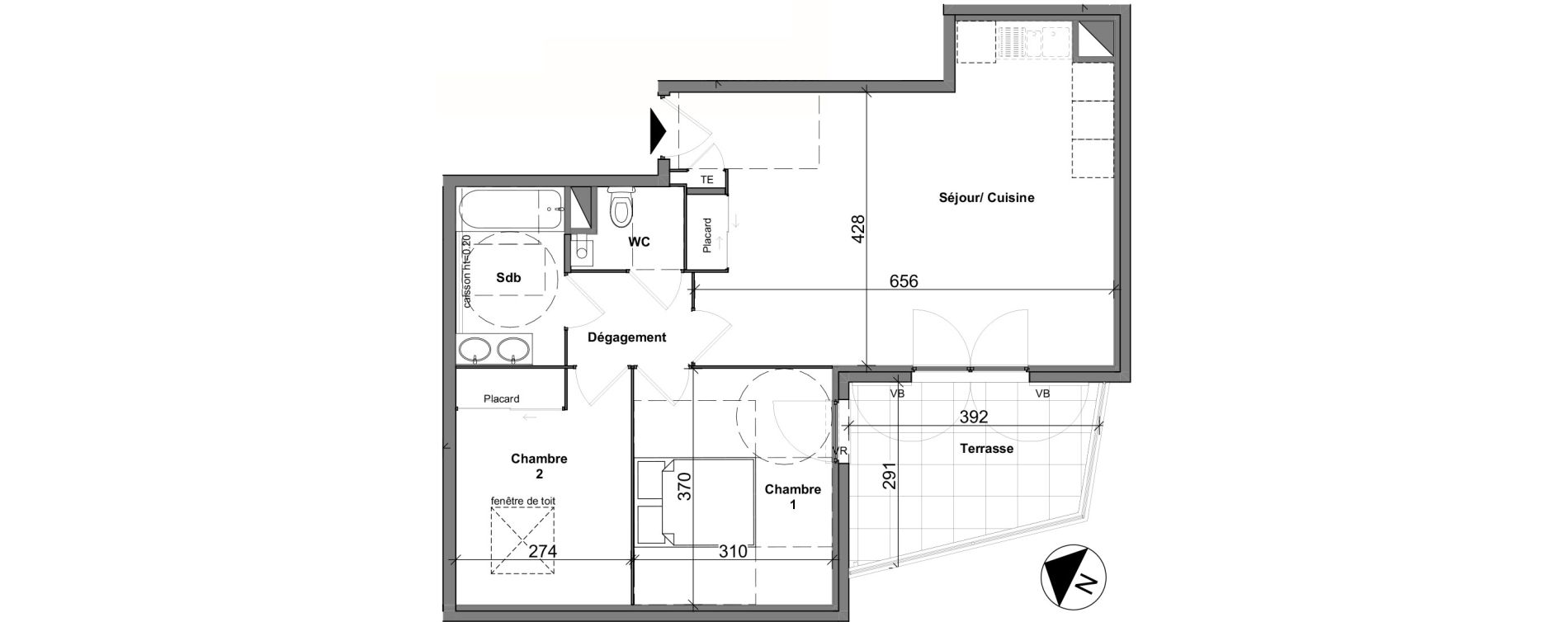 Appartement T3 de 61,71 m2 &agrave; Chasse-Sur-Rh&ocirc;ne Centre