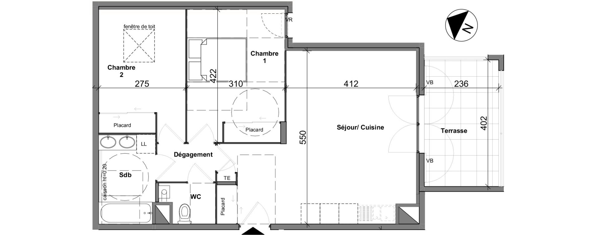 Appartement T3 de 60,66 m2 &agrave; Chasse-Sur-Rh&ocirc;ne Centre