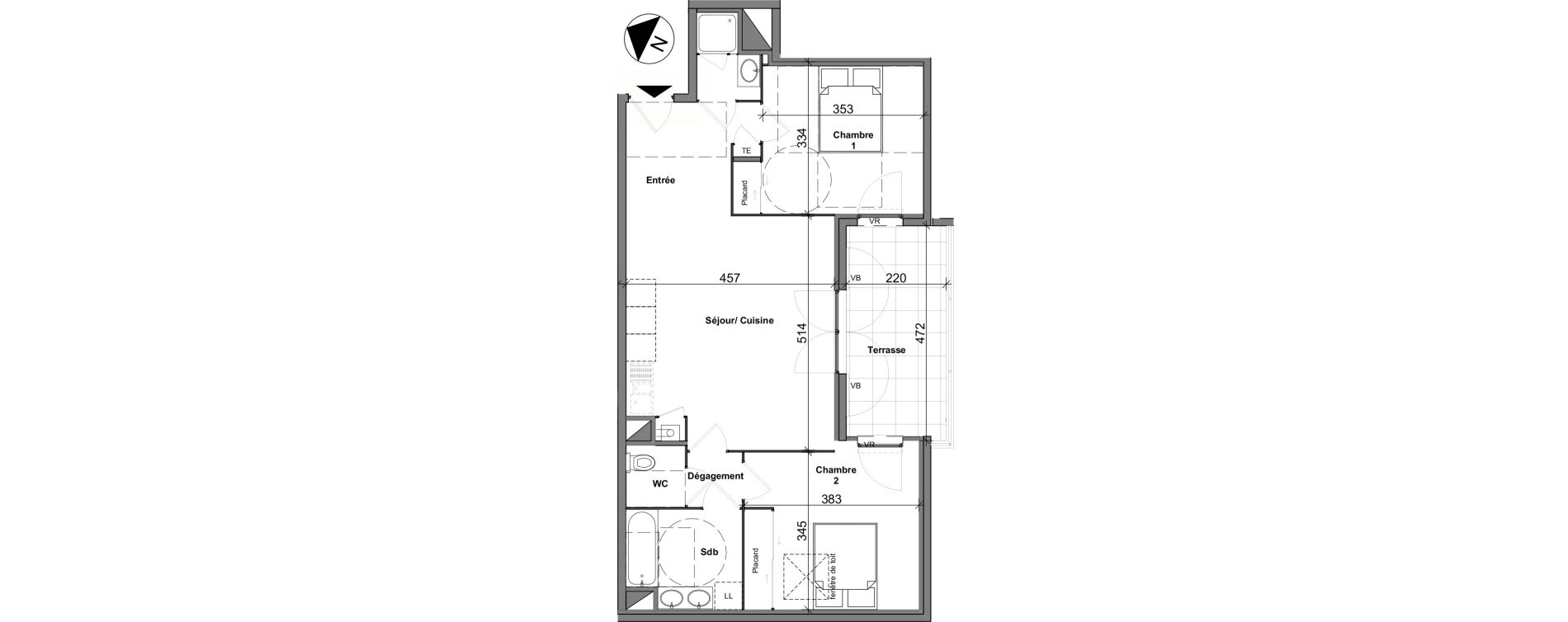 Appartement T3 de 65,30 m2 &agrave; Chasse-Sur-Rh&ocirc;ne Centre
