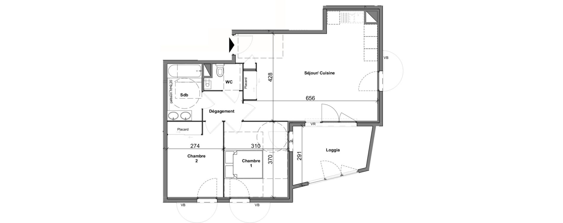 Appartement T3 de 61,81 m2 &agrave; Chasse-Sur-Rh&ocirc;ne Centre
