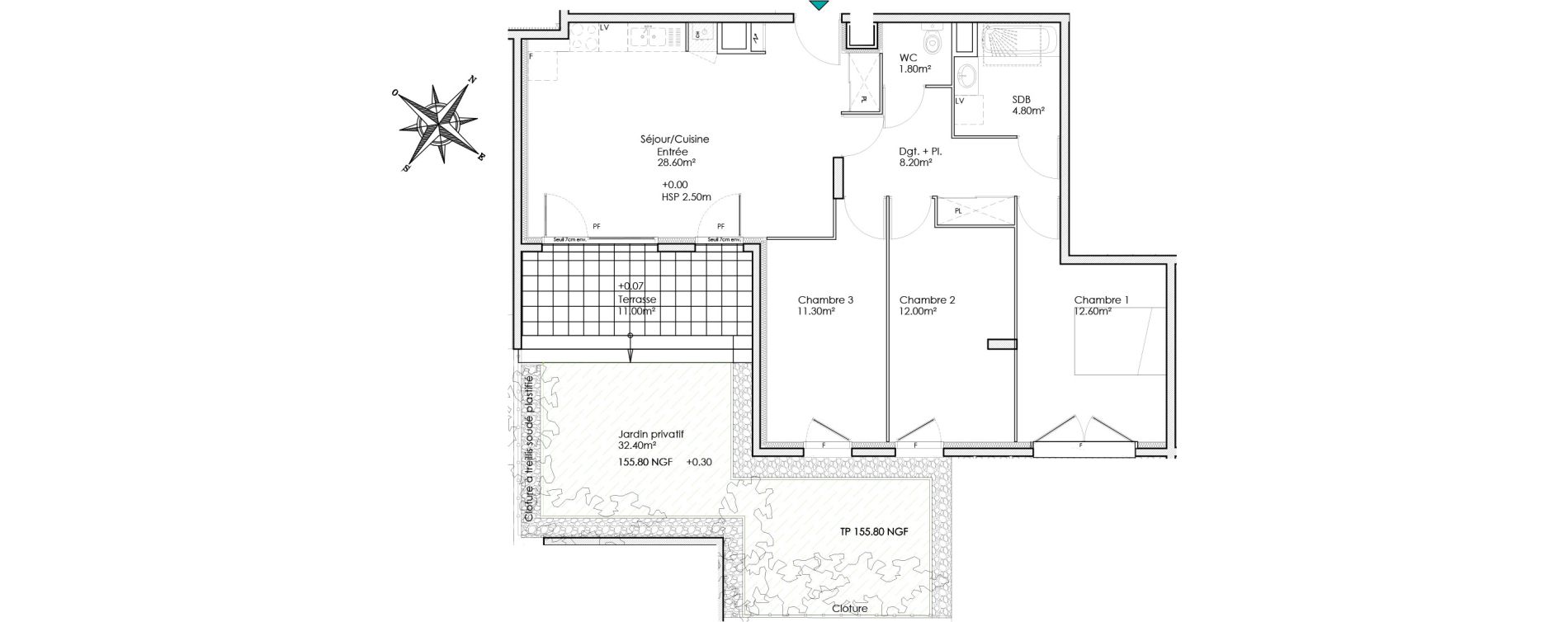 Appartement T4 de 79,30 m2 &agrave; Chasse-Sur-Rh&ocirc;ne Centre