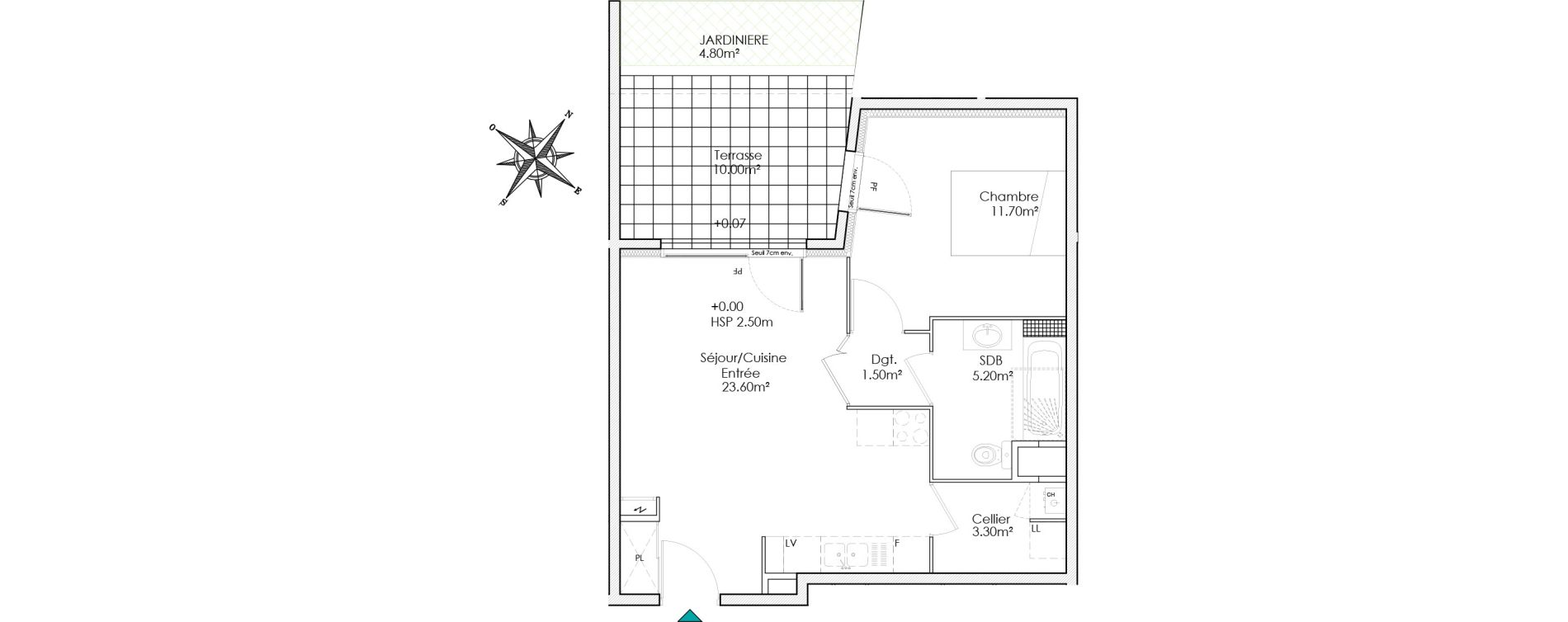 Appartement T2 de 45,30 m2 &agrave; Chasse-Sur-Rh&ocirc;ne Centre