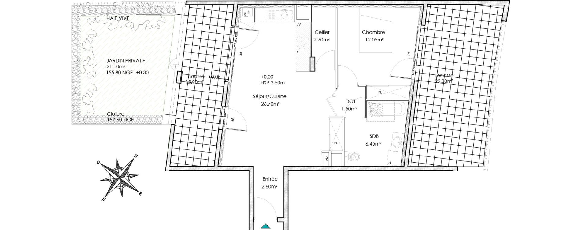Appartement T2 de 52,20 m2 &agrave; Chasse-Sur-Rh&ocirc;ne Centre