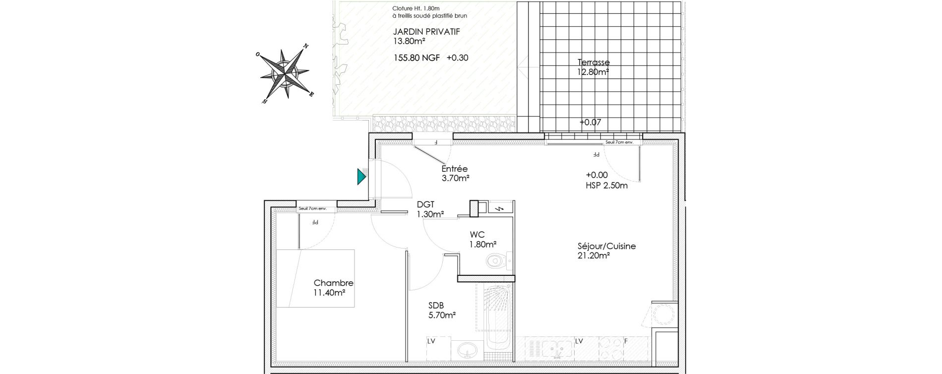Appartement T2 de 45,10 m2 &agrave; Chasse-Sur-Rh&ocirc;ne Centre