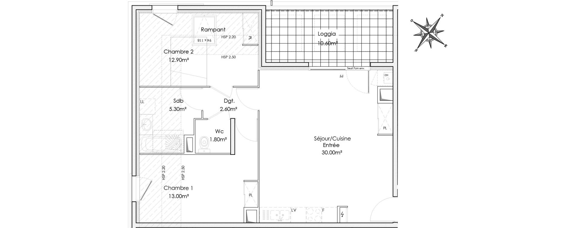 Appartement T3 de 65,60 m2 &agrave; Chasse-Sur-Rh&ocirc;ne Centre
