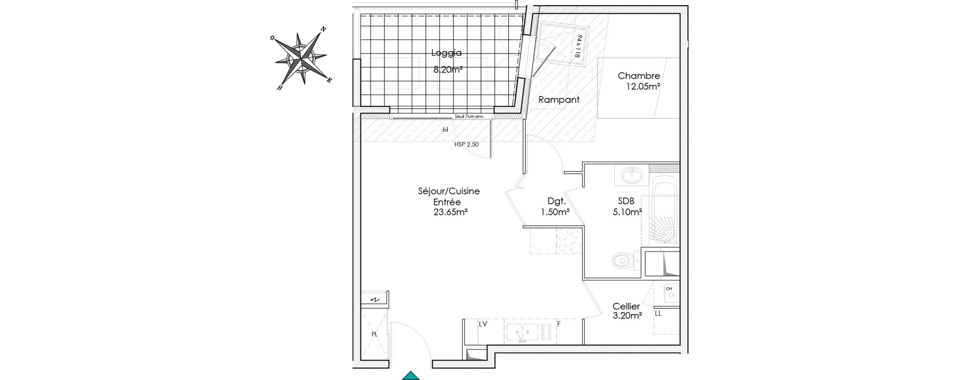 Appartement T2 de 45,70 m2 &agrave; Chasse-Sur-Rh&ocirc;ne Centre