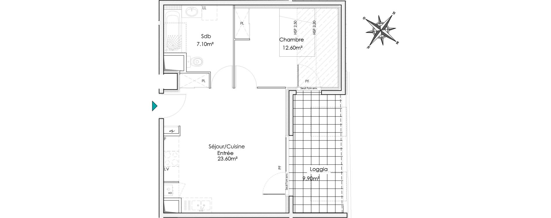 Appartement T2 de 43,30 m2 &agrave; Chasse-Sur-Rh&ocirc;ne Centre