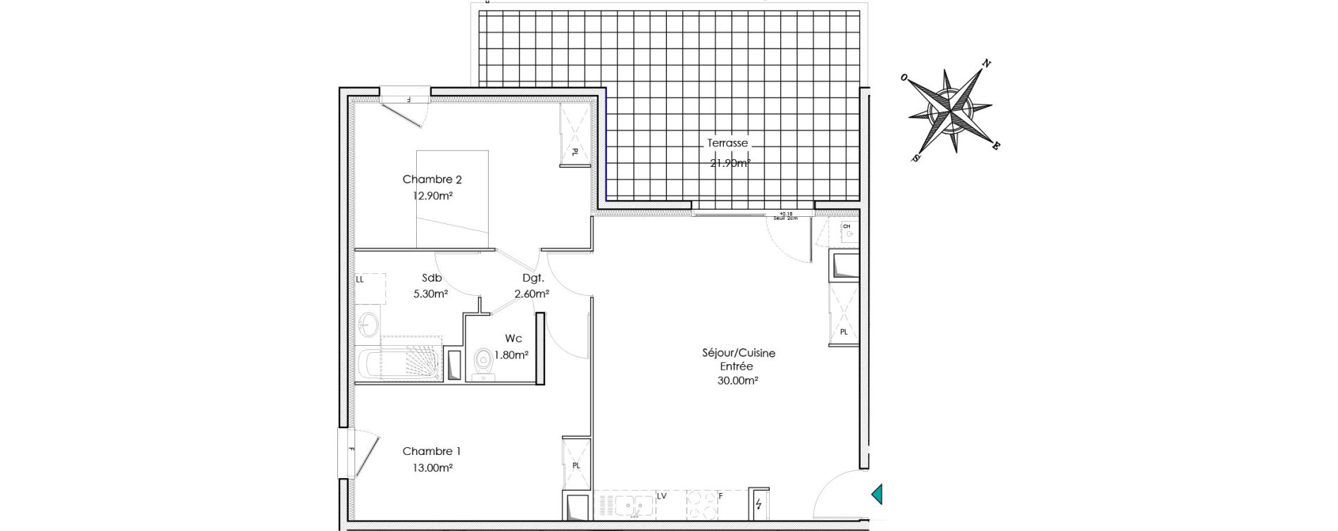 Appartement T3 de 65,60 m2 &agrave; Chasse-Sur-Rh&ocirc;ne Centre