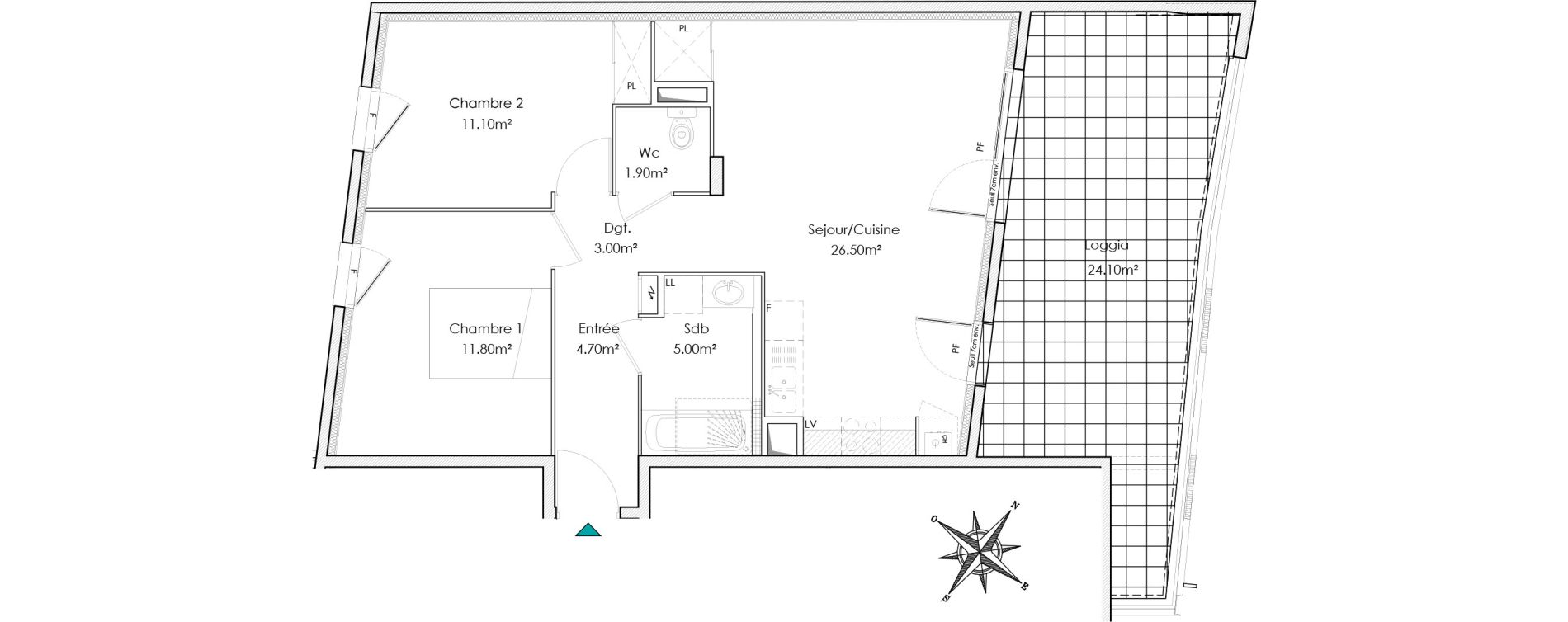 Appartement T3 de 64,00 m2 &agrave; Chasse-Sur-Rh&ocirc;ne Centre