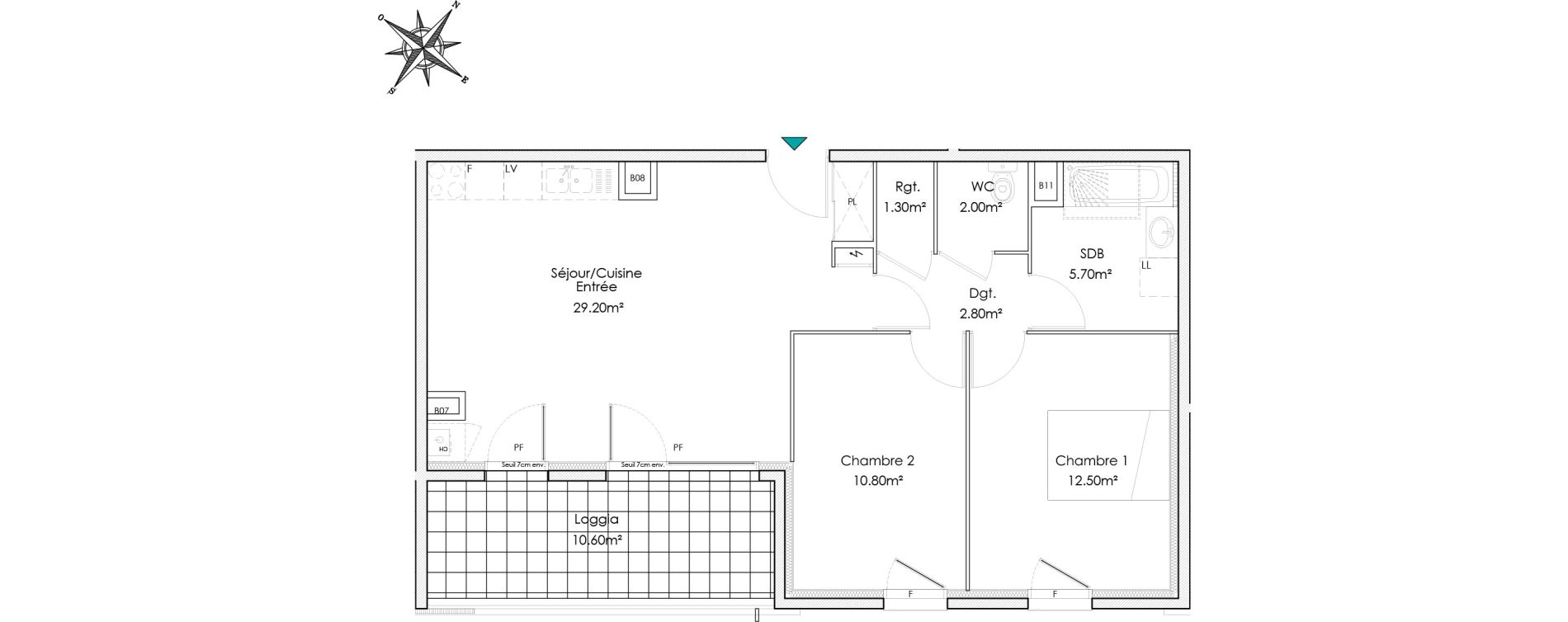 Appartement T3 de 64,30 m2 &agrave; Chasse-Sur-Rh&ocirc;ne Centre