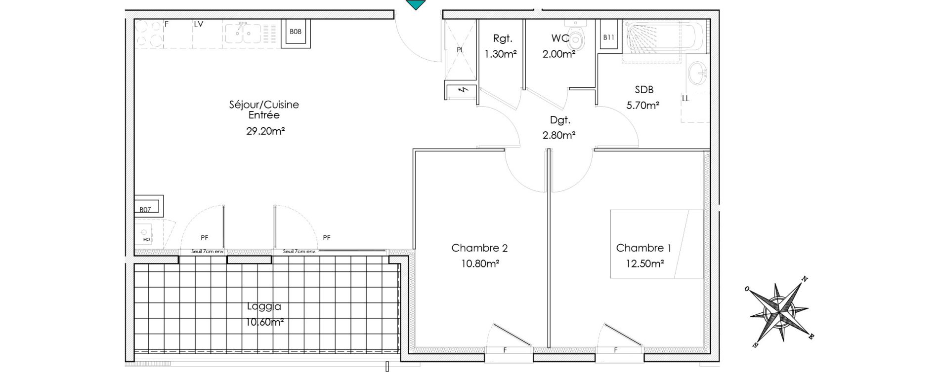 Appartement T3 de 64,30 m2 &agrave; Chasse-Sur-Rh&ocirc;ne Centre