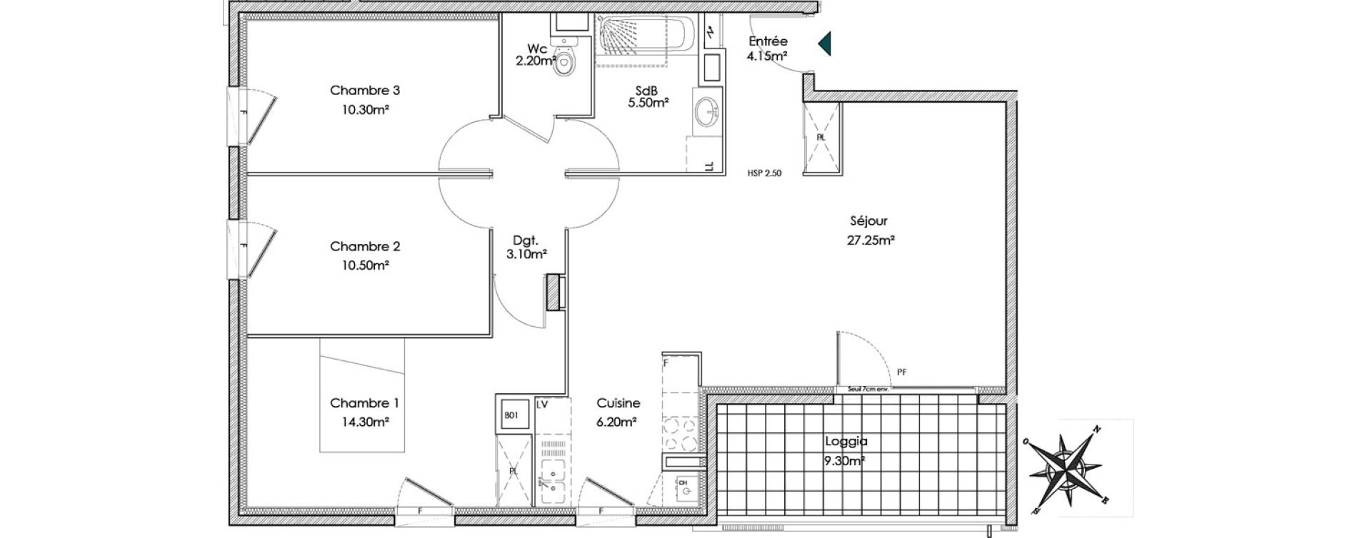 Appartement T4 de 83,50 m2 &agrave; Chasse-Sur-Rh&ocirc;ne Centre