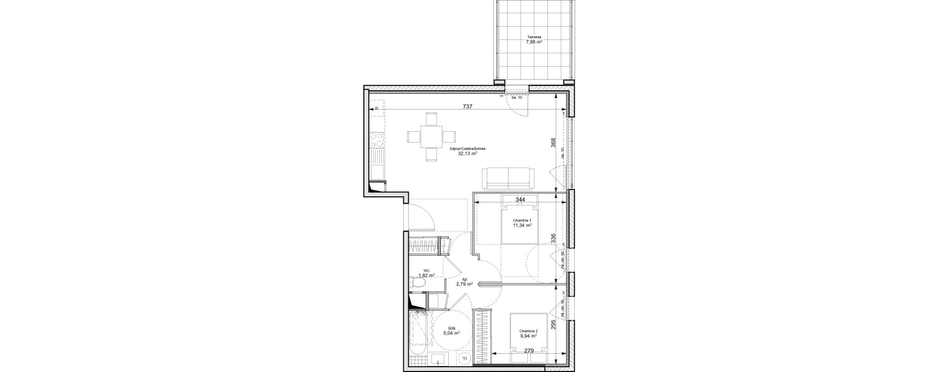 Appartement T3 de 63,06 m2 &agrave; Chasse-Sur-Rh&ocirc;ne Centre