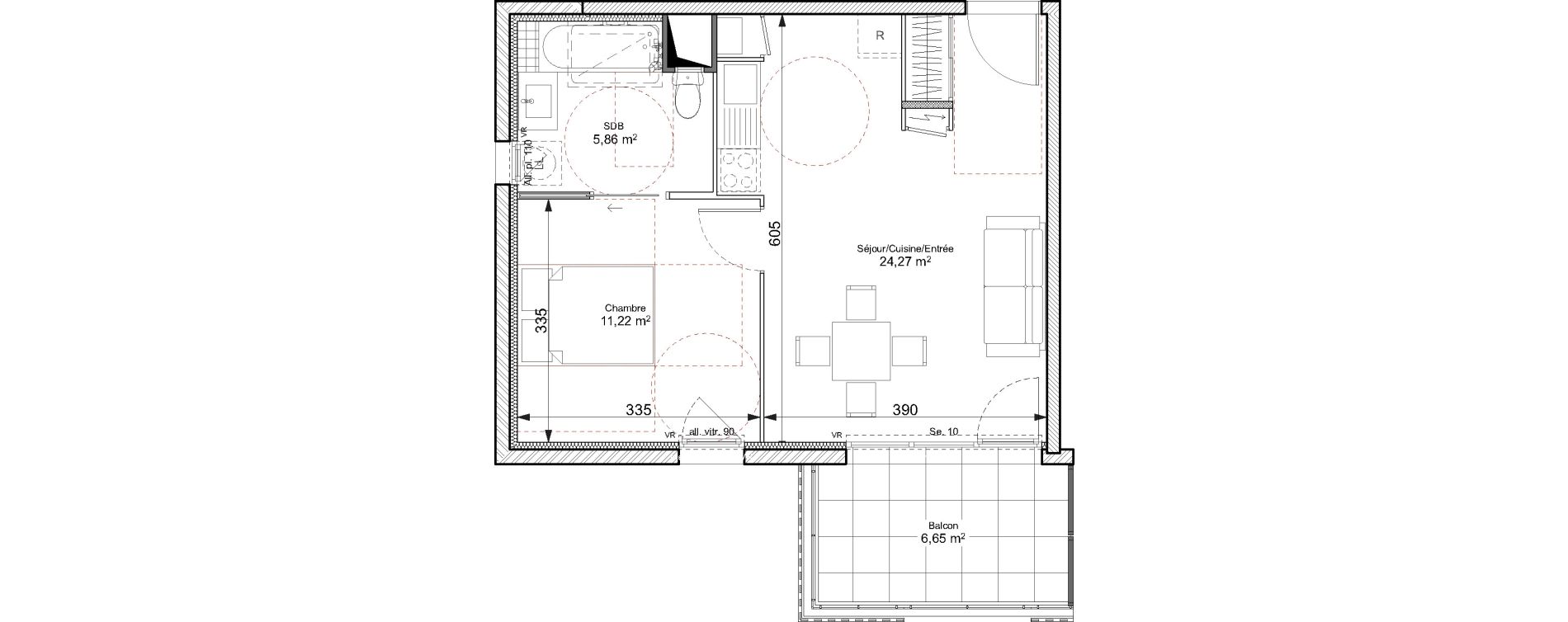Appartement T2 de 41,35 m2 &agrave; Chasse-Sur-Rh&ocirc;ne Centre