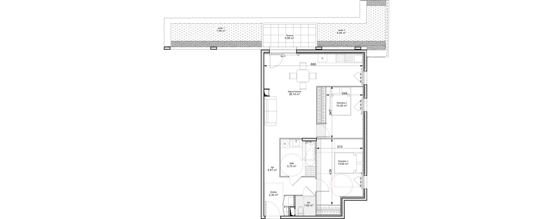 Appartement T3 de 67,07 m2 &agrave; Chasse-Sur-Rh&ocirc;ne Centre