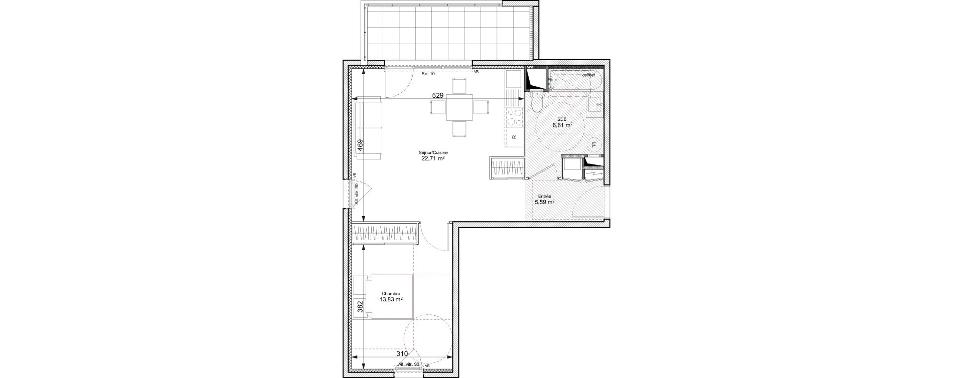 Appartement T2 de 48,74 m2 &agrave; Chasse-Sur-Rh&ocirc;ne Centre