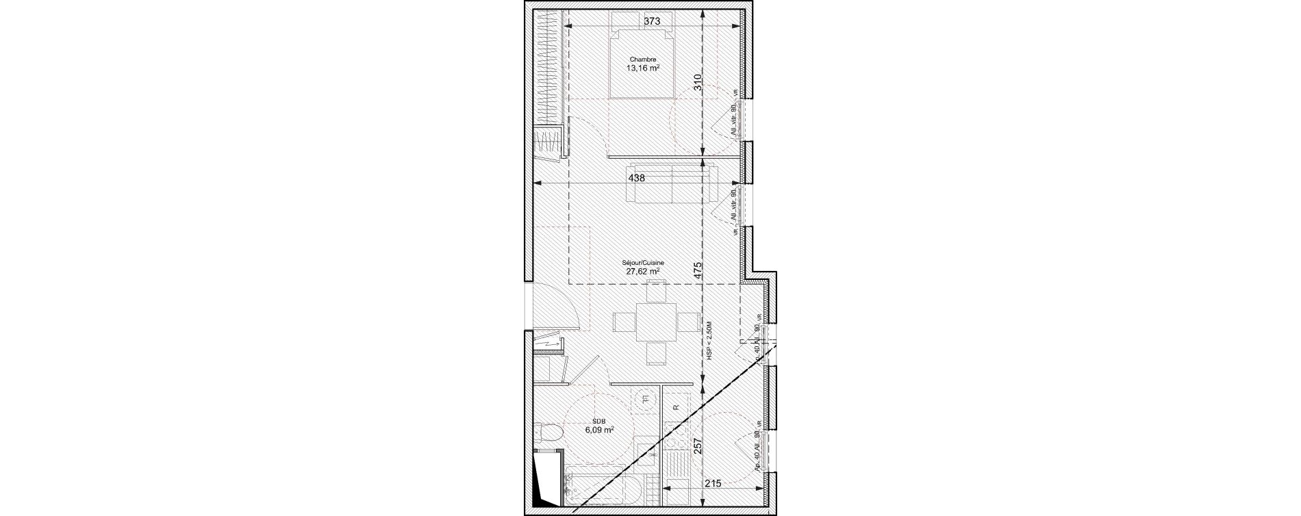 Appartement T2 de 46,87 m2 &agrave; Chasse-Sur-Rh&ocirc;ne Centre