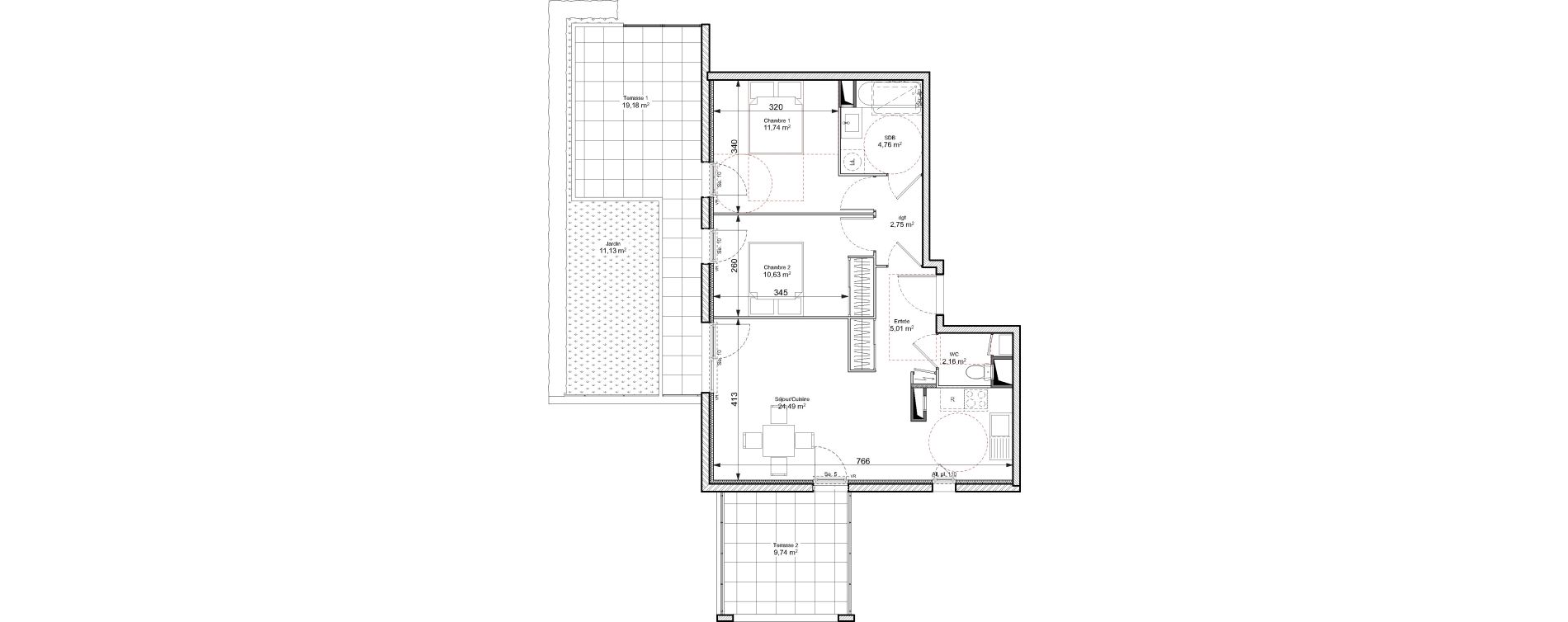 Appartement T3 de 61,54 m2 &agrave; Chasse-Sur-Rh&ocirc;ne Centre